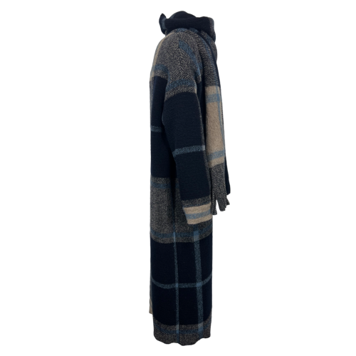 HUMILITY 1949 cappotto tessuto maglia quadri blu/celeste/beige UZINI MADE IN ITALY