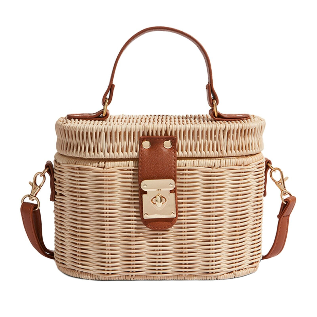 SEMICOUTURE Straw-colored wicker basket bag Y4SX25 GRAZIELLA MADE IN ITALY