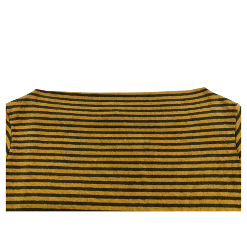 NEIRAMI women's flared sweater cotton fleece mustard/green stripes B11GO MADE IN ITALY