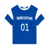 SEMICOUTURE T-shirt with cotton logo print Y4SJ05 KATERINA misty blue-white MADE IN ITALY