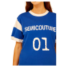 SEMICOUTURE T-shirt con stampa logo cotone Y4SJ05 KATERINA  misty blue-bianco MADE IN ITALY