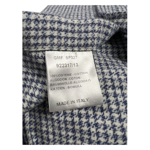 GMF 965 men's houndstooth flannel shirt white/light blue SP327 922317 MADE IN ITALY