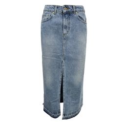 727 gonna donna lunga jeans chiaro KIM 100% cotone MADE IN ITALY
