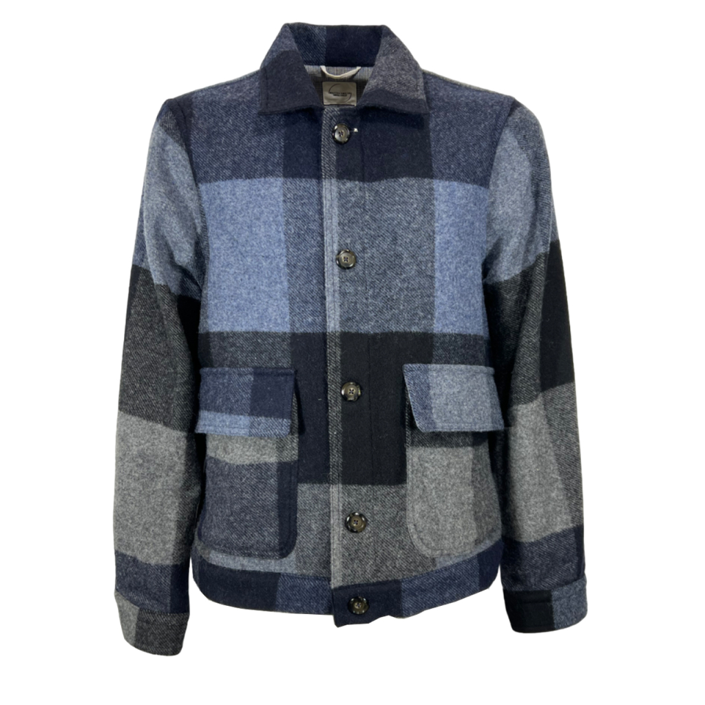 MASTRICAMICIAI unlined men's wool jacket checked blue/denim/grey MC350-MW023 PERS