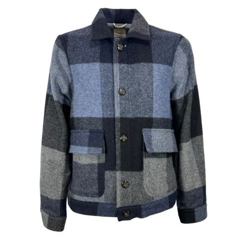 MASTRICAMICIAI unlined men's wool jacket checked blue/denim/grey MC350-MW023 PERS