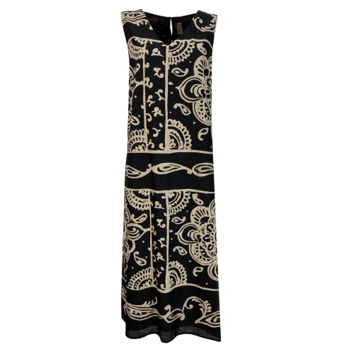 MYLAB women's long black/beige patterned dress art Q02A331/1453 MADE IN ITALY