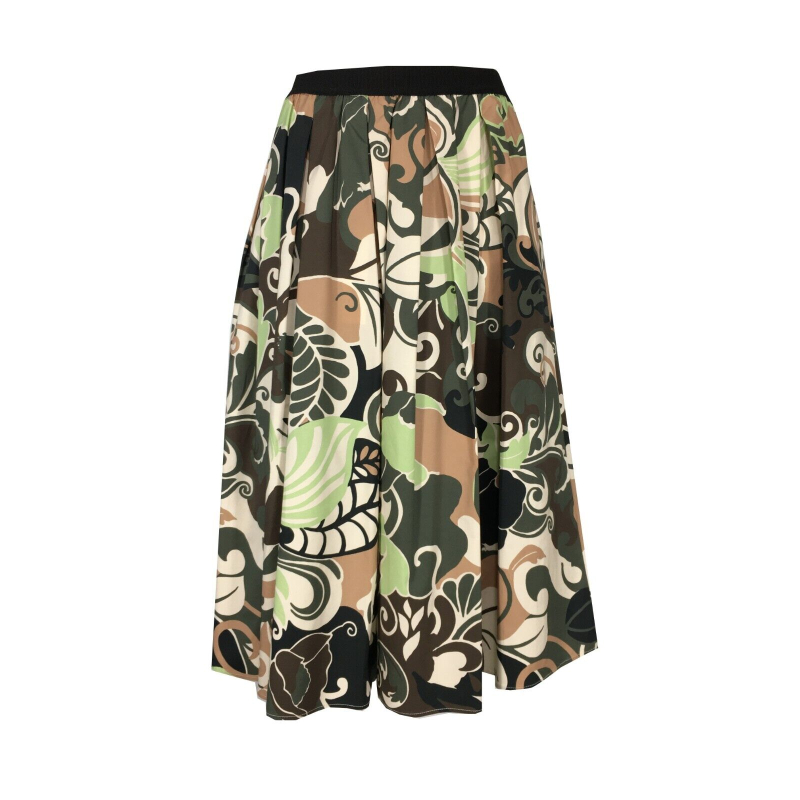 MYTHS green/dark/ecru cotton women's skirt D90 414 MADE IN ITALY