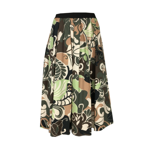 MYTHS green/dark/ecru cotton women's skirt D90 414 MADE IN ITALY