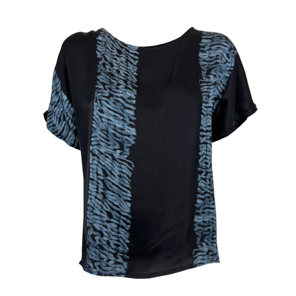 HUMILITY 1949 blusa donna blu stampa celeste BALI 100% viscosa MADE IN ITALY