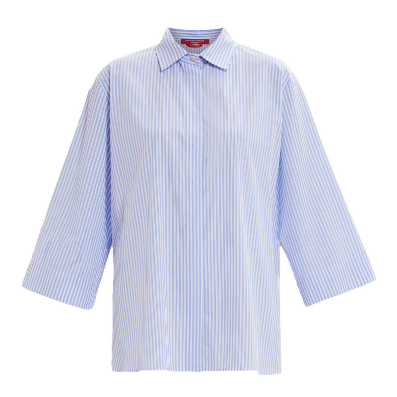 MARINA SPORT by Marina Rinaldi women's flared shirt with white/light blue stripes 2418111077600 KHAT