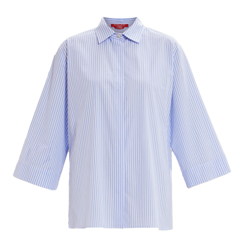 MARINA SPORT by Marina Rinaldi camicia donna svasata righe bianco/celeste 2418111077600 KHAT