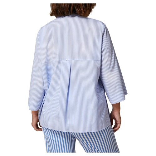 MARINA SPORT by Marina Rinaldi camicia donna svasata righe bianco/celeste 2418111077600 KHAT