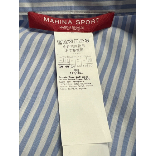 MARINA SPORT by Marina Rinaldi women's flared shirt with white/light blue stripes 2418111077600 KHAT