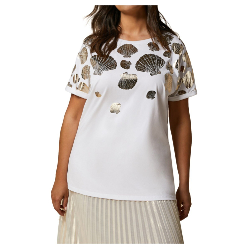 MARINA SPORT by Marina Rinaldi t-shirt donna bianca con stampa oro 2418971116600 ERIS