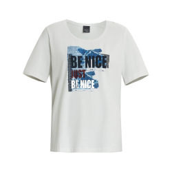 PERSONA by Marina Rinaldi t-shirt donna bianca stampa blu e strass 2413971071600 OSCURI