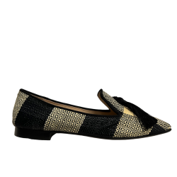 PROSPERINE scarpa donna raffia quadri beige/nero 3270 MADE IN ITALY
