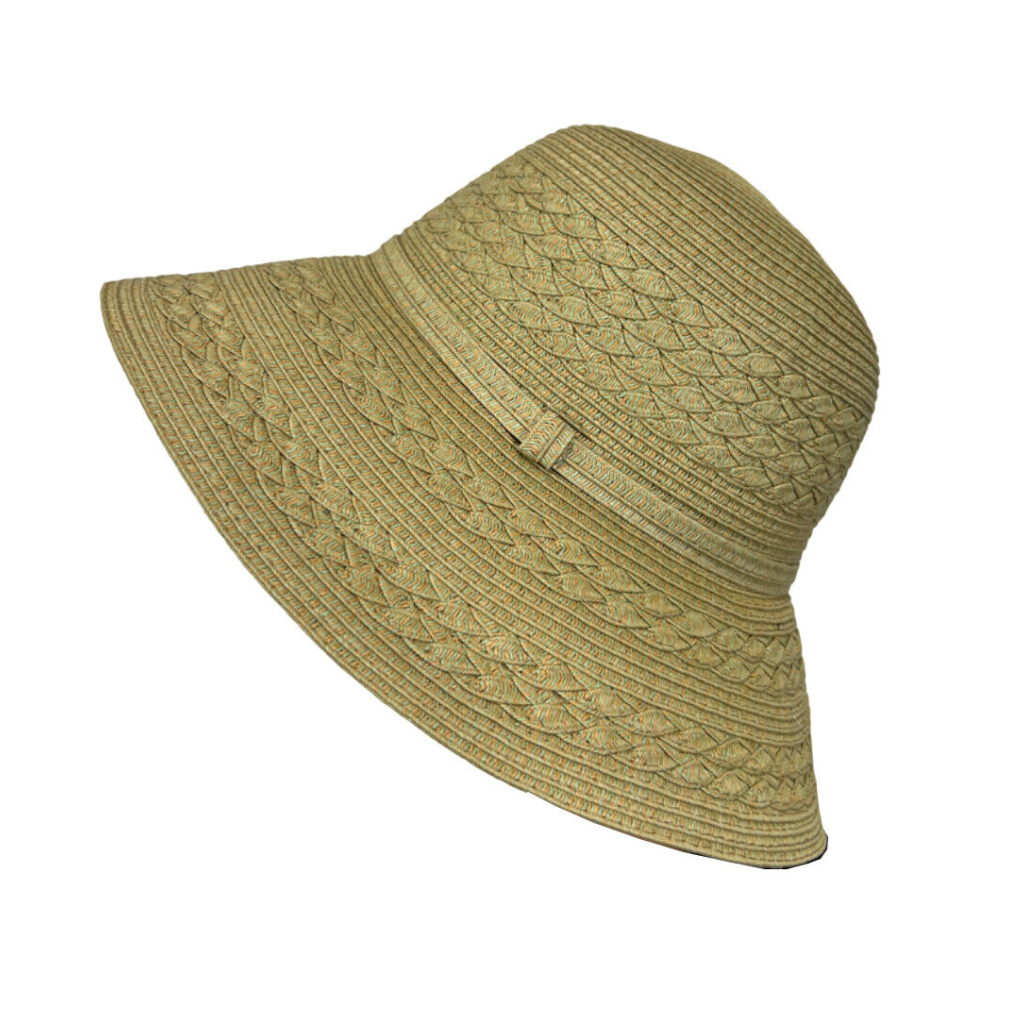 LA FEE MARABOUTEE cappello donna intrecciato beige/verde VITEL