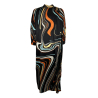 FABIO TOMA black/multicolor silk shirt dress SHARON FLUID TRE MADE IN ITALY