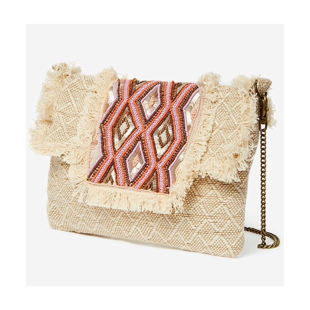 NEKANE Envelope bag with ivory woven body AB.AZU 100% cotton