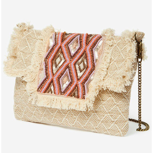 NEKANE Envelope bag with ivory woven body AB.AZU 100% cotton