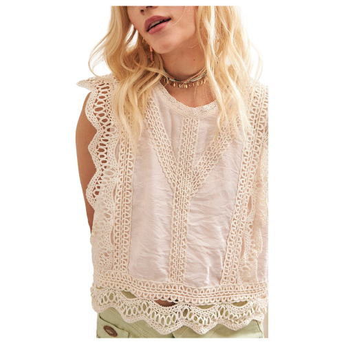 NEKANE Romantic top with lace details in tone NI.GUIPUR
