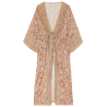 NEKANE Kimono lungo beige stampato con dettagli di perline ricamate GF.NILMA