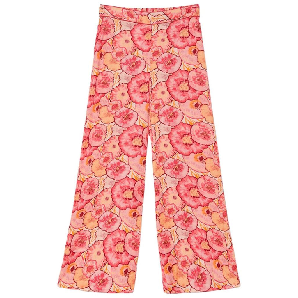 NEKANE Pantaloni donna palazzo fuxia con stampa floreale GF.YANRA