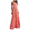 NEKANE Fuchsia maxi dress in floral print modal with adjustable straps GF.CHIYO