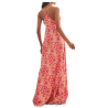 NEKANE Fuchsia maxi dress in floral print modal with adjustable straps GF.CHIYO