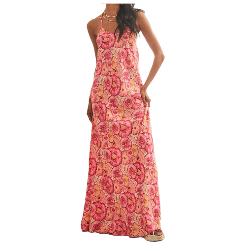 NEKANE Fuchsia maxi dress in floral print modal with adjustable straps GF.CHIYO