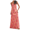 NEKANE Fuchsia maxi dress in floral print modal with adjustable straps GF.CHIYO