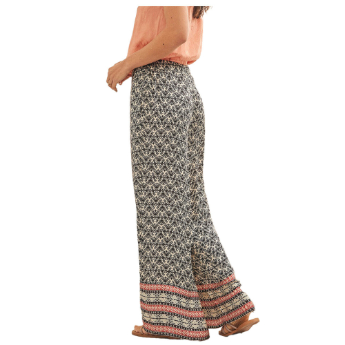 NEKANE Women's black wide-leg trousers printed with pockets CS.EMIS