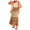 NEKANE Long peach skirt with AU.CHIBI print combination
