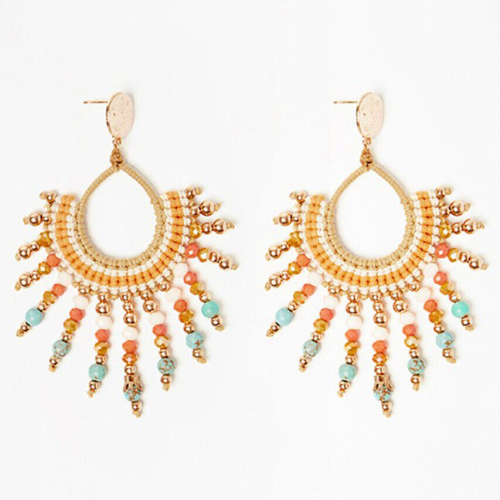 NEKANE Pendant earrings in pearl cord and multicolor beads PM.KAFKA2