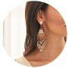 NEKANE Dangle earrings with peach multicolor bead applications PM.AVERROES