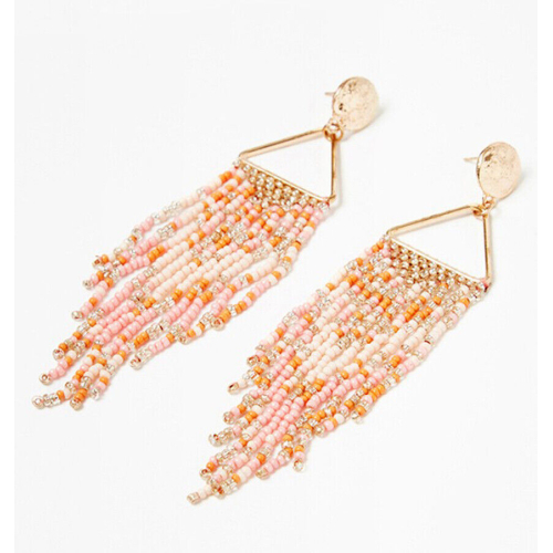NEKANE Dangle earrings with multicolored beads and metal triangle applications PM.GALEOTE