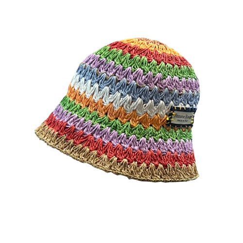 FEMME ROUGE multicolor women's hat 100% paper MADE IN ITALY
