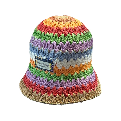 FEMME ROUGE multicolor women's hat 100% paper MADE IN ITALY