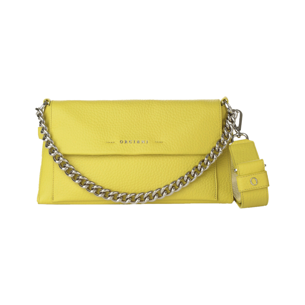 ORCIANI Missy Longuette Soft shoulder bag in acid-colored leather with chain and shoulder strap B02152 MADE IN ITALY