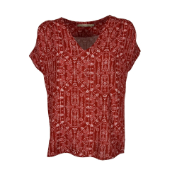 LA FEE MARABOUTEE blusa donna fantasia rosso/bianco FF-TO-BENNY-B MADE IN ITALY