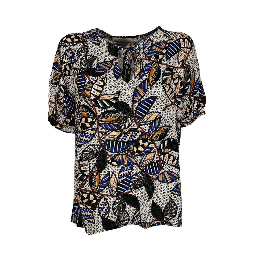 LA FEE MARABOUTEE women's black/multicolor patterned blouse FF-TO-PRIMI-F MADE IN ITALY