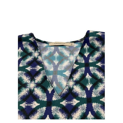 LA FEE MARABOUTEE women's blue/green patterned blouse FF-TO-BISMA-S MADE IN ITALY