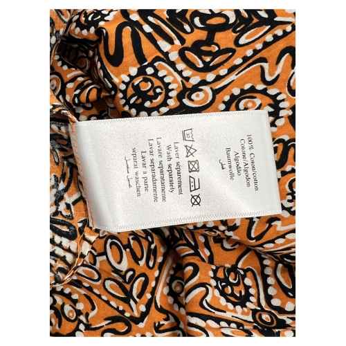LA FEE MARABOUTEE women's long orange/black patterned dress FF-RO-SUD-T 100% cotton