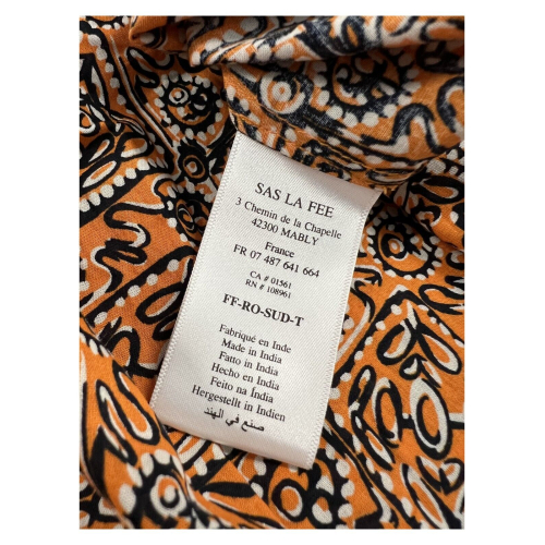 LA FEE MARABOUTEE abito donna lungo fantasia arancio/nero FF-RO-SUD-T 100% cotone
