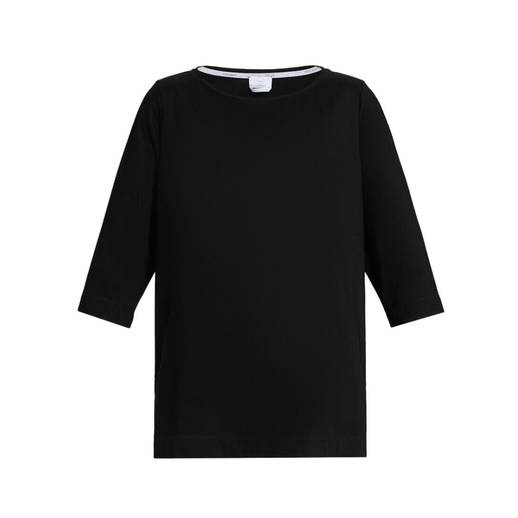MARINA RINALDI VOYAGE RELAX line women's black woven viscose t-shirt 8971054306002 EGOISTA
