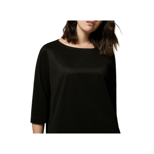 MARINA RINALDI VOYAGE RELAX line women's black woven viscose t-shirt 8971054306002 EGOISTA