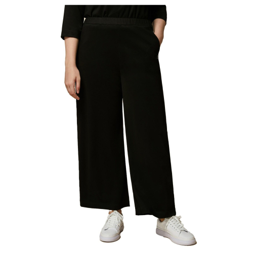 MARINA RINALDI VOYAGE RELAX line women's black wide structured viscose trousers 8781054306002 VIALE