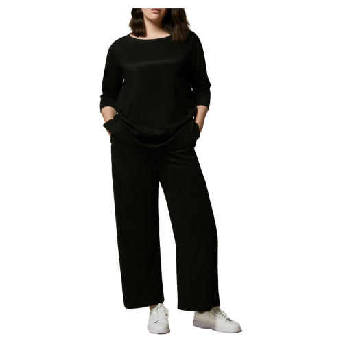 MARINA RINALDI linea VOYAGE RELAX pantalone donna nero viscosa armaturata largo 8781054306002 VIALE