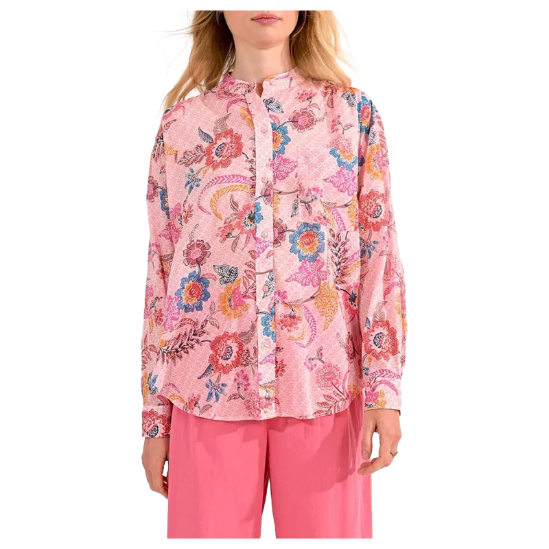 MOLLY BRACKEN women's shirt with pink floral pattern ZR111BCE 100% cotton