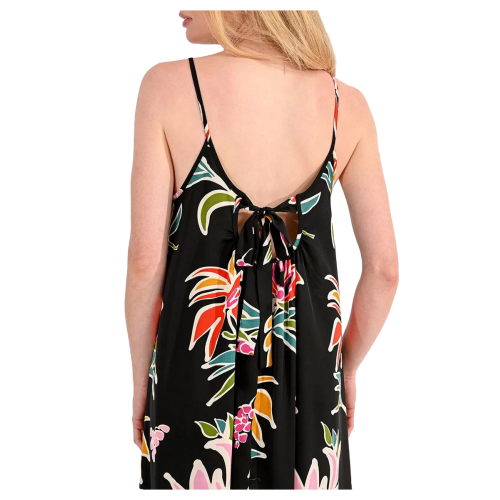 MOLLY BRACKEN abito donna sottoveste nero fantasia multicolor over LA1104CCP 100% poliestere